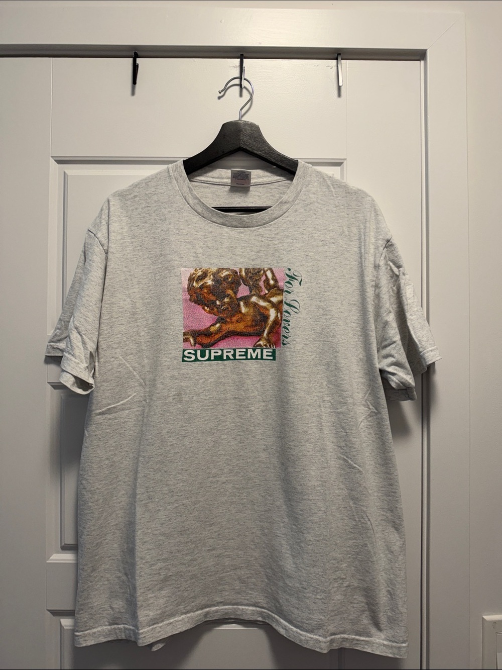 Supreme Light Gray Graphic Crewneck with Angel Print